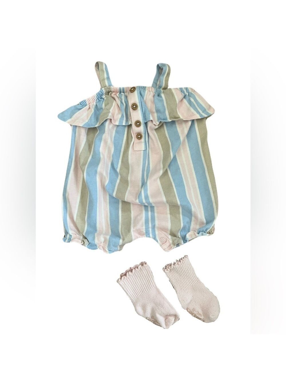 Carter's Pastel Striped Romper &‎ Sock Set